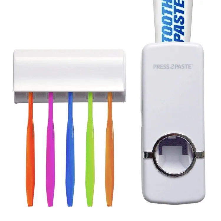Automatic Toothpaste Dispenser With 5-Slot Brush Holder