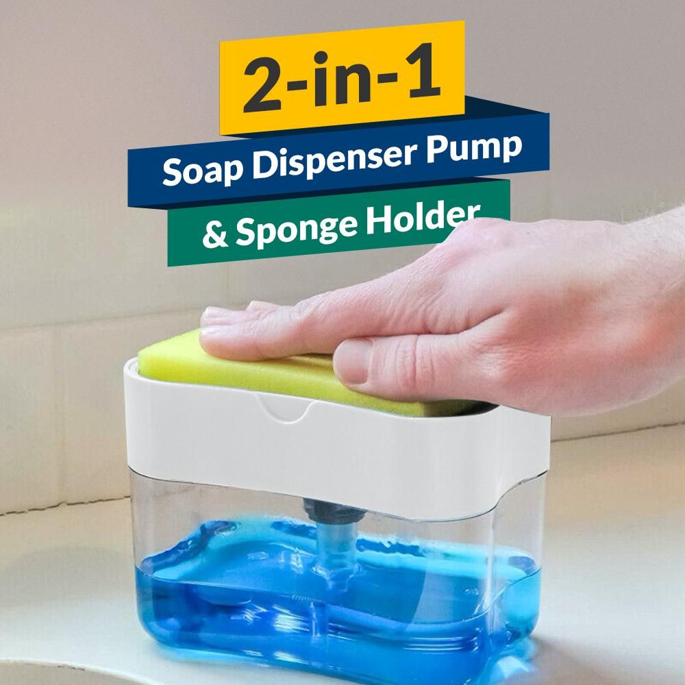 Kitchen Soap Dispenser & Sponge Holder 2-in-1